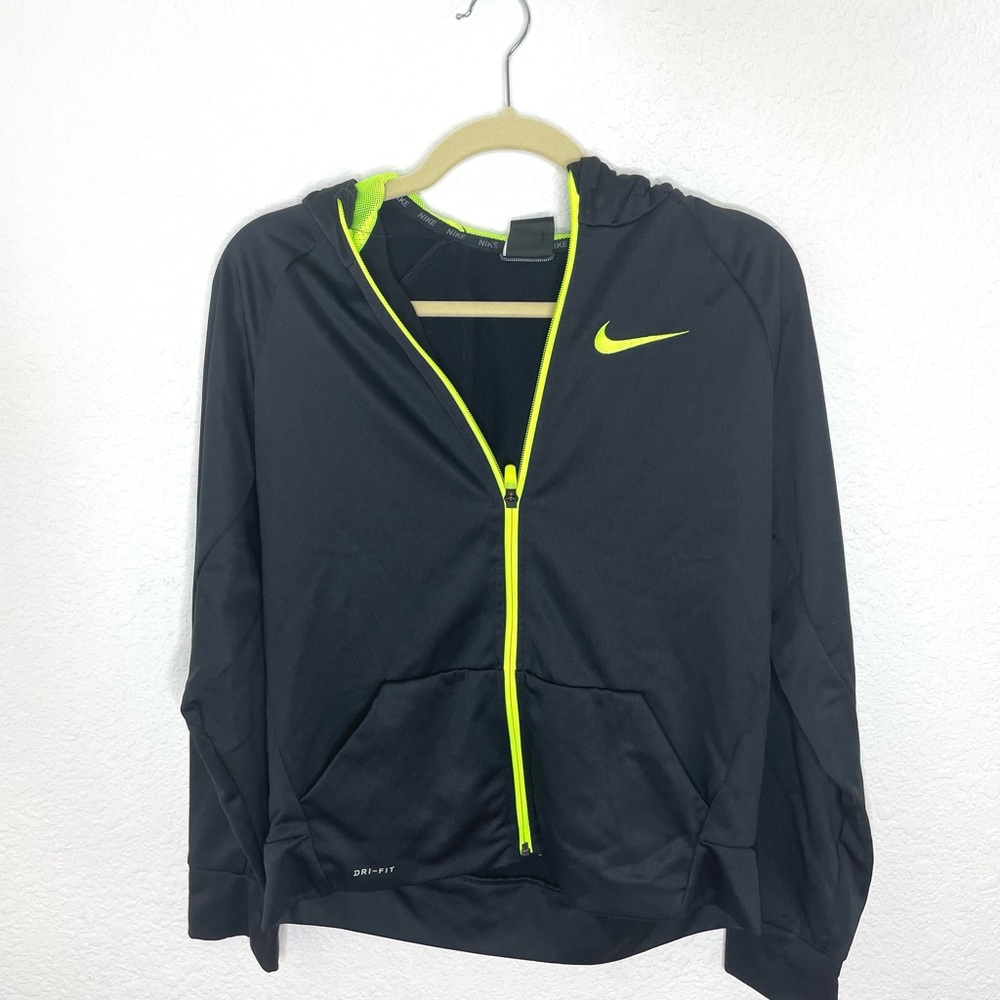 Nike Dri-Fit Black/Lime Green Zip Up Jacket fits M